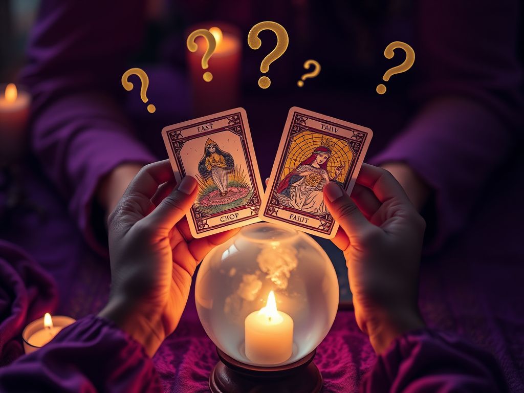 Mystical hands holding tarot cards representing the question of whether tarot is real