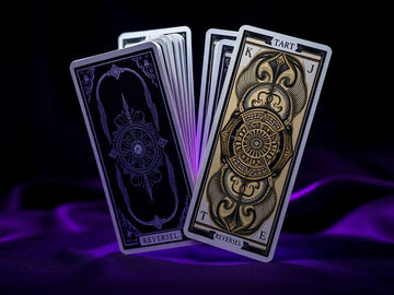 Tarot cards shown upright and reversed explaining what Rx means in tarot readings