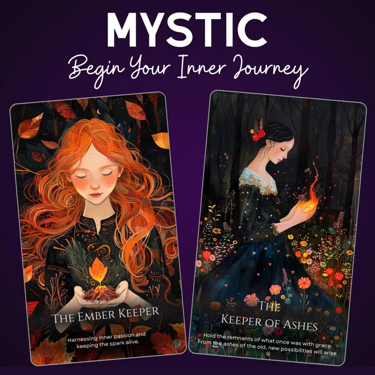 Mystic Keepers Tarot Deck - 78 Illustrated Fantasy Cards | Radiant Art for Beginners & Divination