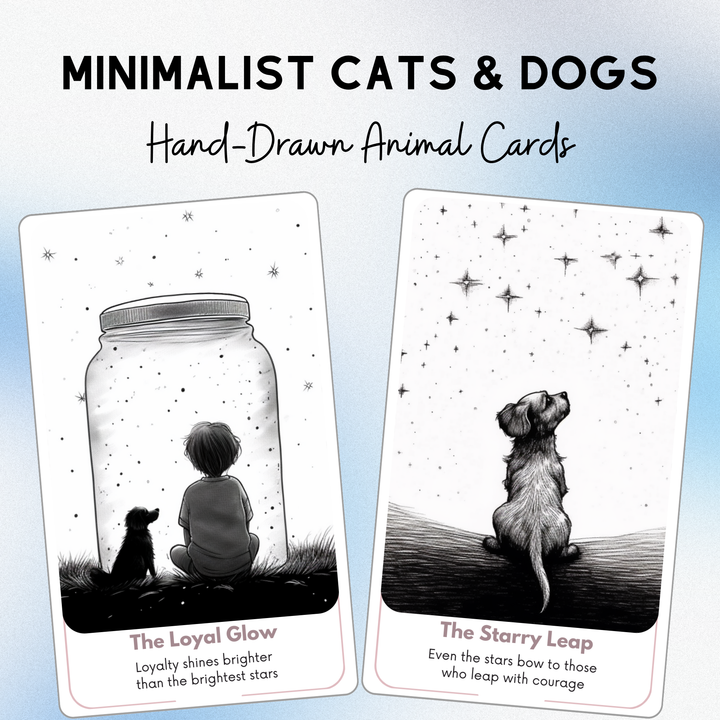 Minimalist Cats & Dogs Oracle – 78 Çizim Hayvan Kartı