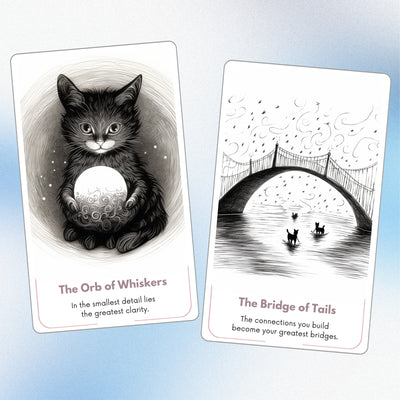 Minimalist Cats & Dogs Oracle - 78 Hand-Drawn Animal Cards | Black & White Pet Divination Deck