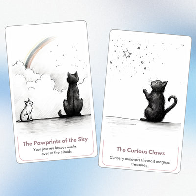 Minimalist Cats & Dogs Oracle - 78 Hand-Drawn Animal Cards | Black & White Pet Divination Deck
