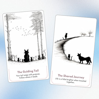 Minimalist Cats & Dogs Oracle - 78 Hand-Drawn Animal Cards | Black & White Pet Divination Deck