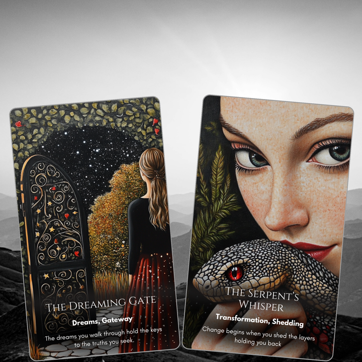 Echoes of the Veil Oracle - 78 Dark Folk Art Divination Cards | Ancestral Wisdom & Shadow Work Deck