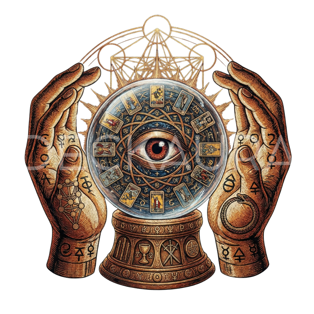 Crystal Ball Embroidery Design SVG - Tarot Occult Digital Download