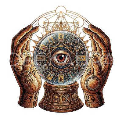 Crystal Ball Embroidery Design SVG - Tarot Occult Digital Download