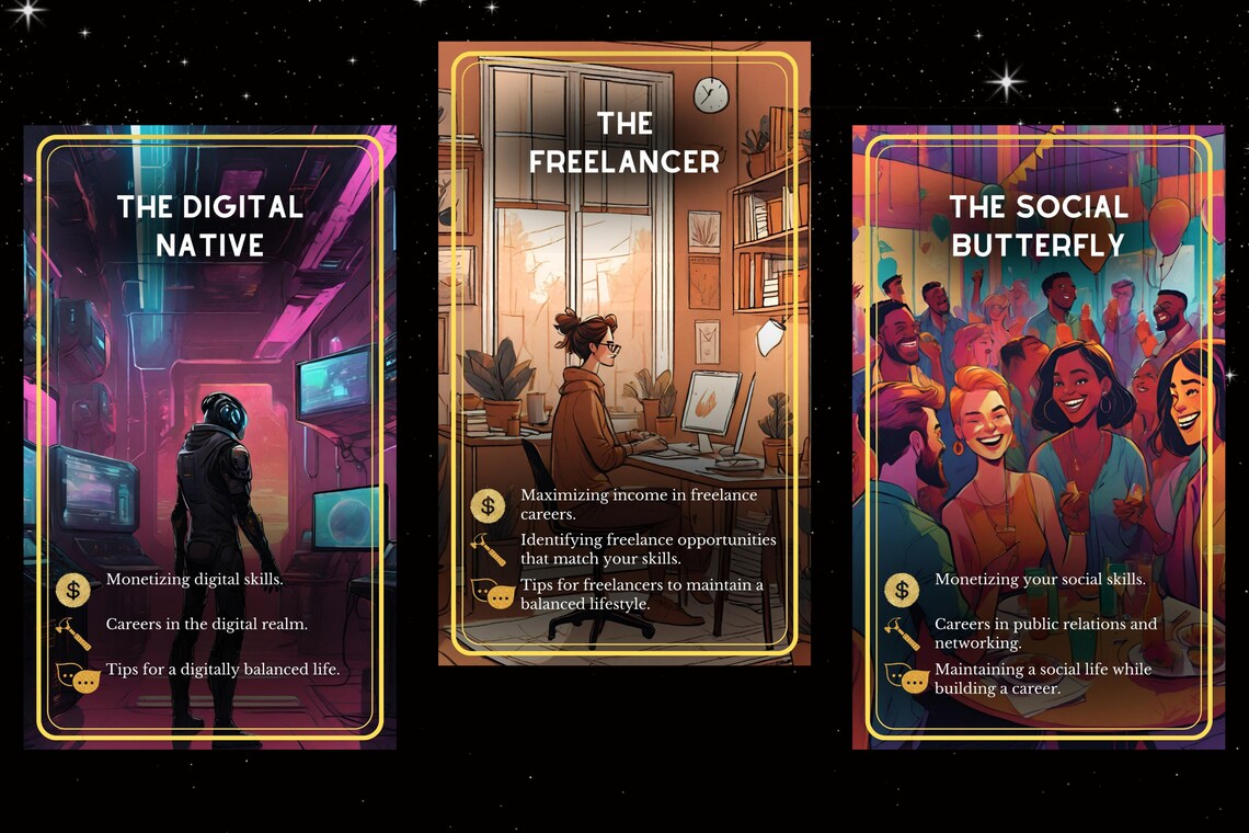 Career Oracle Cards - Digital Native Freelancer Social Butterfly