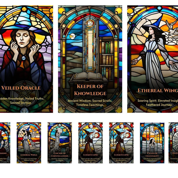 Celestial Witch Oracle Deck - 100 Stained Glass Moon Cards | Shadow Work & Lunar Divination