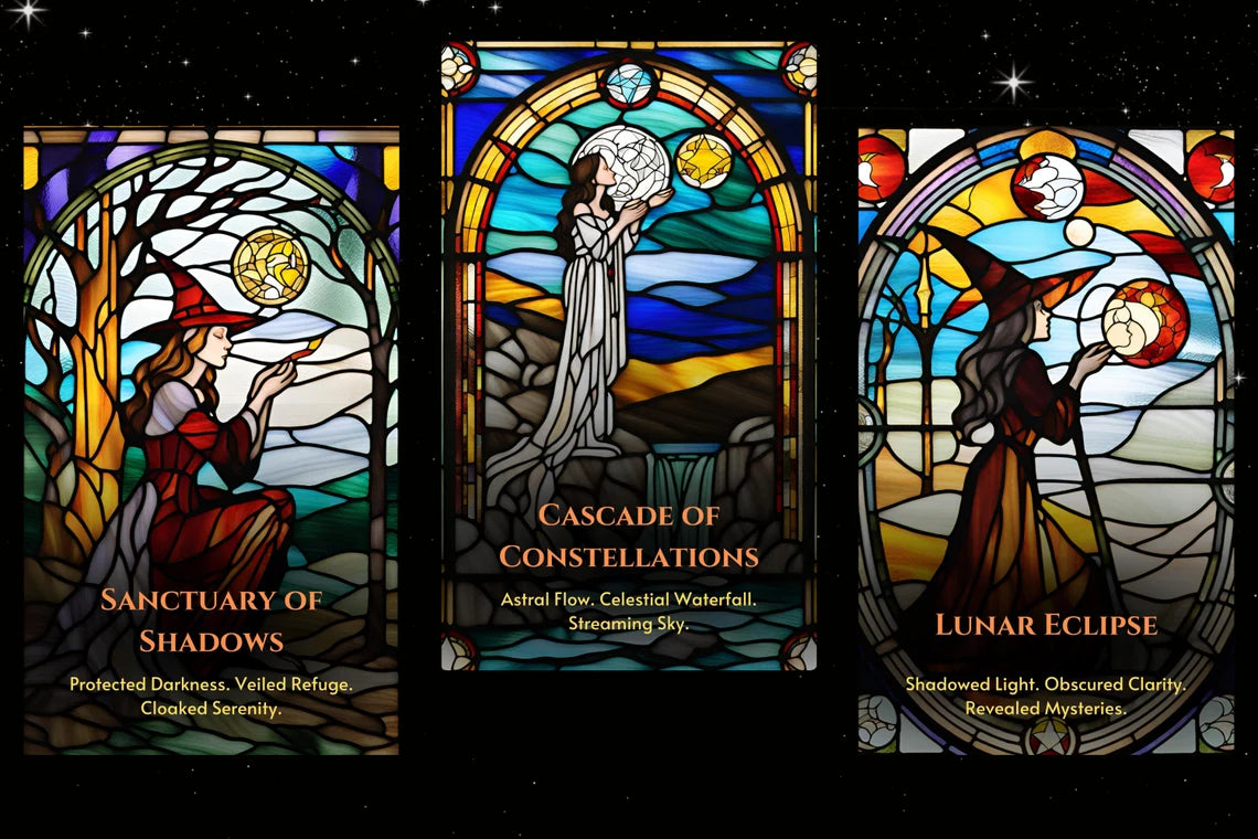 Celestial Witch Oracle Cards - Sanctuary of Shadows Cascade of Constellations Lunar Eclipse
