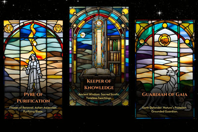 Celestial Witch Oracle Cards - Pyre of Purification Keeper of Knowledge Guardian of Gaia