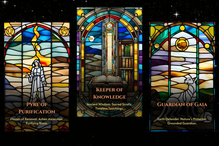 Celestial Witch Oracle Cards - Pyre of Purification Keeper of Knowledge Guardian of Gaia