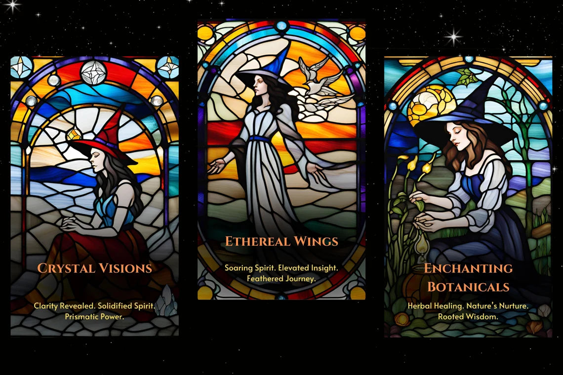 Celestial Witch Oracle Cards - Crystal Visions Ethereal Wings Enchanting Botanicals