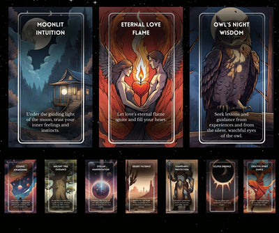 Cosmic Soul Reflections Oracle - Moonlit Intuition Eternal Love Flame Owls Night Wisdom Cards Overview