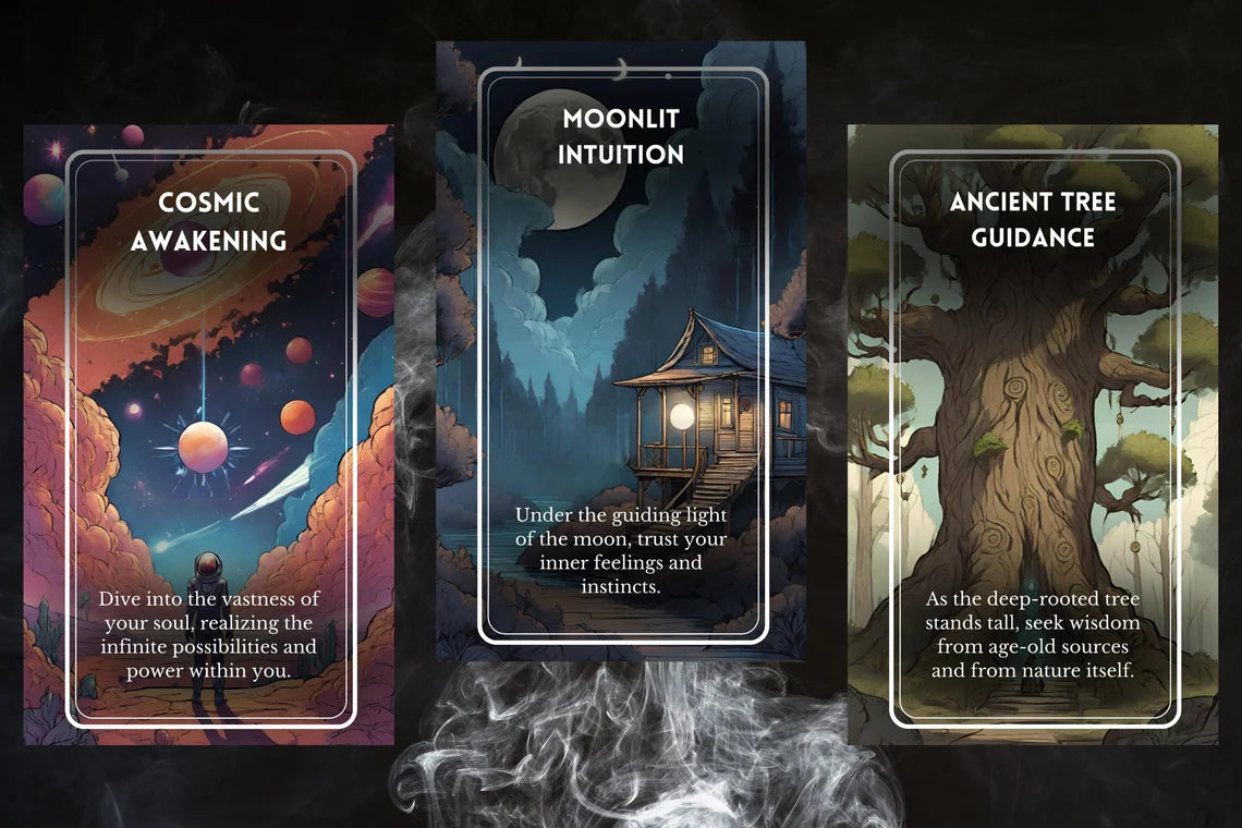 Cosmic Soul Oracle Cards - Cosmic Awakening Moonlit Intuition Ancient Tree Guidance