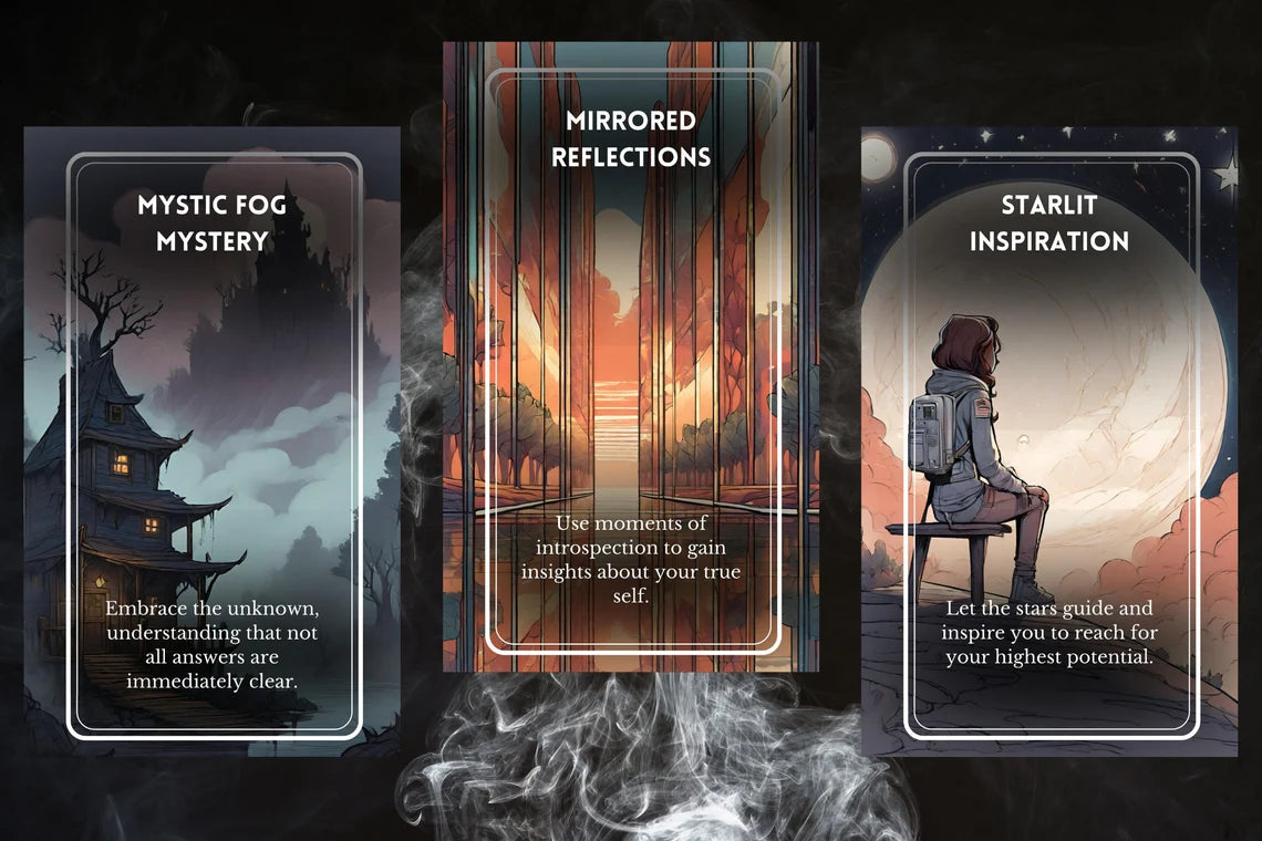 Cosmic Soul Oracle Cards - Mystic Fog Mystery Mirrored Reflections Starlit Inspiration