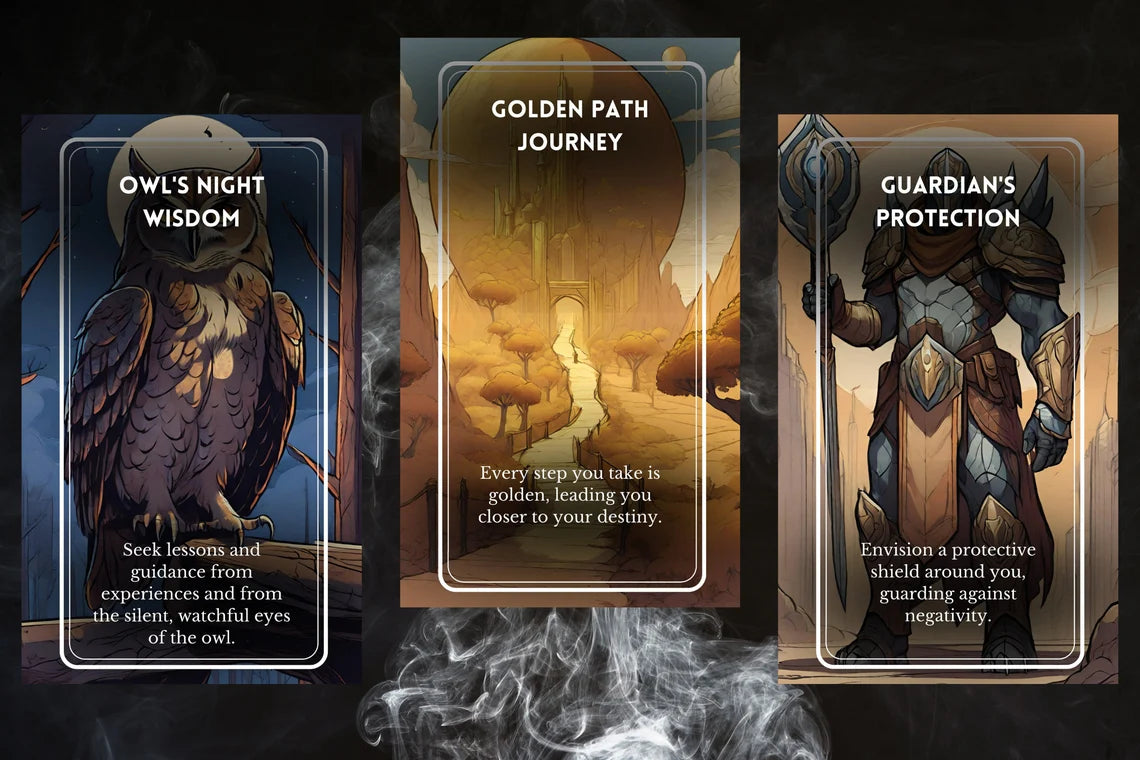 Cosmic Soul Oracle Cards - Owls Night Wisdom Golden Path Journey Guardians Protection