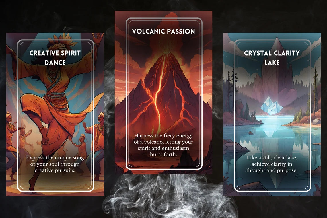 Cosmic Soul Oracle Cards - Creative Spirit Dance Volcanic Passion Crystal Clarity Lake