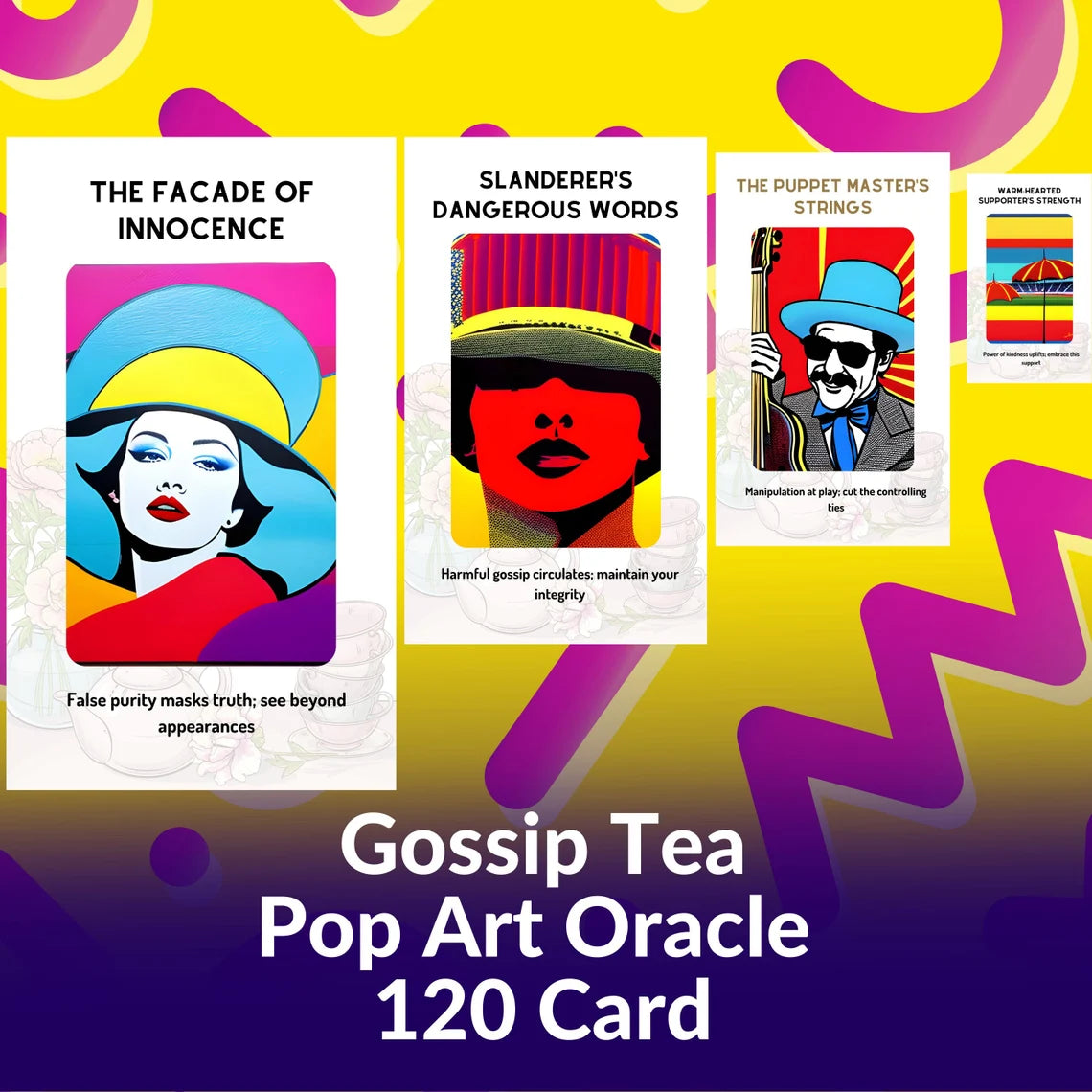 Gossip Tea Oracle Deck - 120 Pop Art Cards Overview