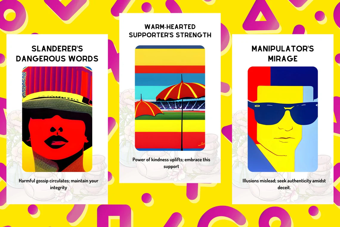 Pop Art Oracle Cards - Slanderer Warm Supporter Manipulator Mirage