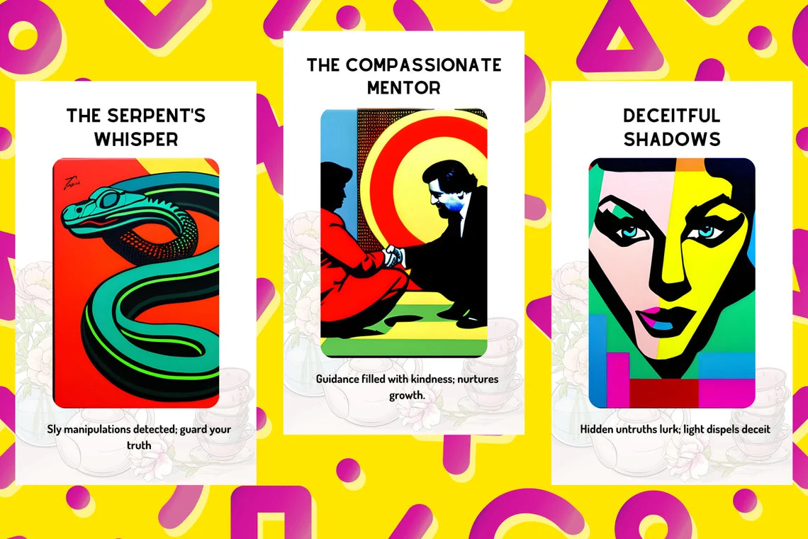 Pop Art Oracle Cards - Serpent Whisper Compassionate Mentor Deceitful