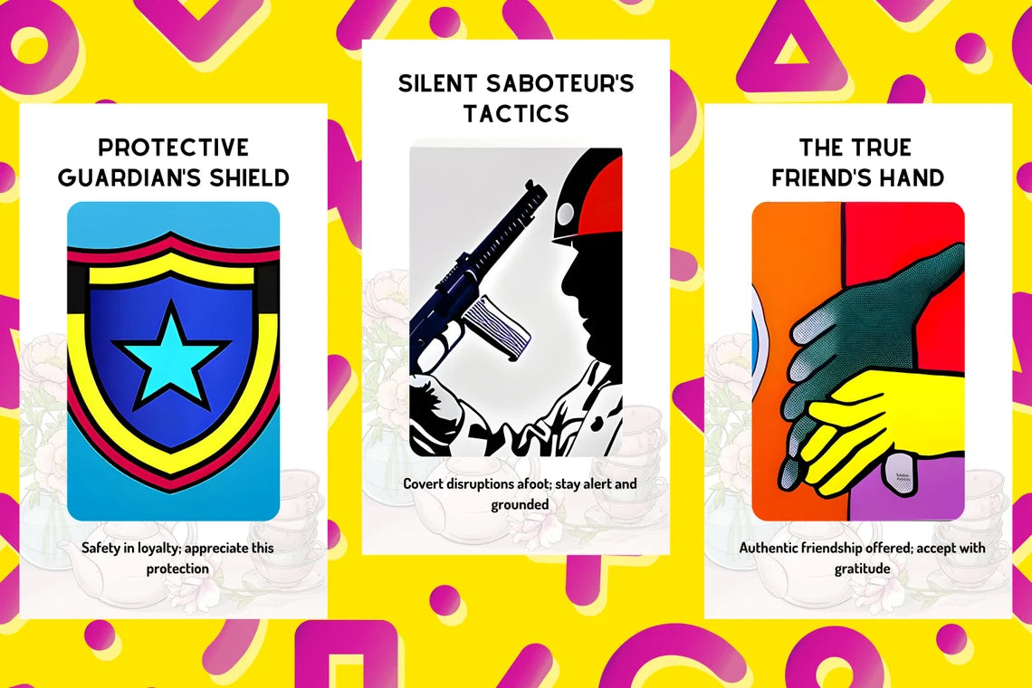 Pop Art Oracle Cards - Guardian Shield Silent Saboteur True Friend