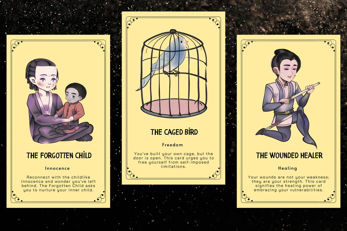 Shadow Work Deck - The Forgotten Child Innocence, The Caged Bird Freedom, The Wounded Healer Healing
