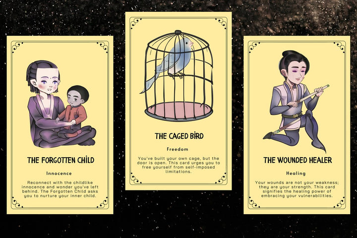 Shadow Work Deck - The Forgotten Child Innocence, The Caged Bird Freedom, The Wounded Healer Healing