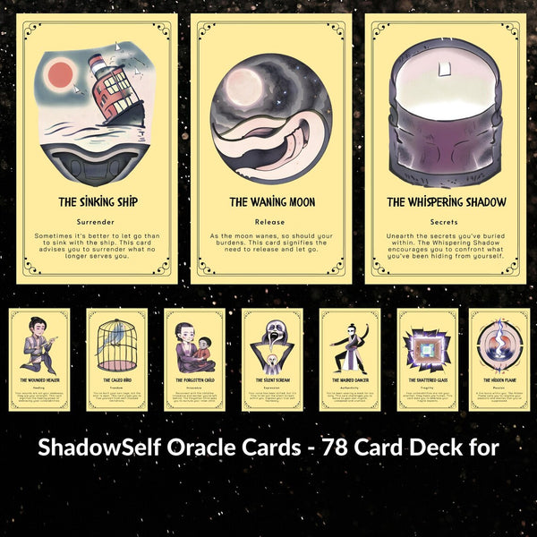 Shadow Self Oracle - 78 Jung-Inspired Cards | Shadow Work Self-Discovery & Inner Healing Deck