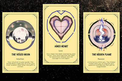 Shadow Self Oracle - The Veiled Moon Intuition, Ained Heart Love, The Hidden Flame Passion cards