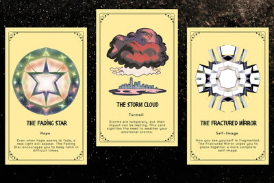 Shadow Work Oracle Cards - The Fading Star Hope, The Storm Cloud Turmoil, The Fractured Mirror Self-Image