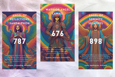 Angel Guidance Oracle - Angel of Reflections Sandalphon 787, Warrior Angel Camael 676, Angel of Serenity Selaphiel 898