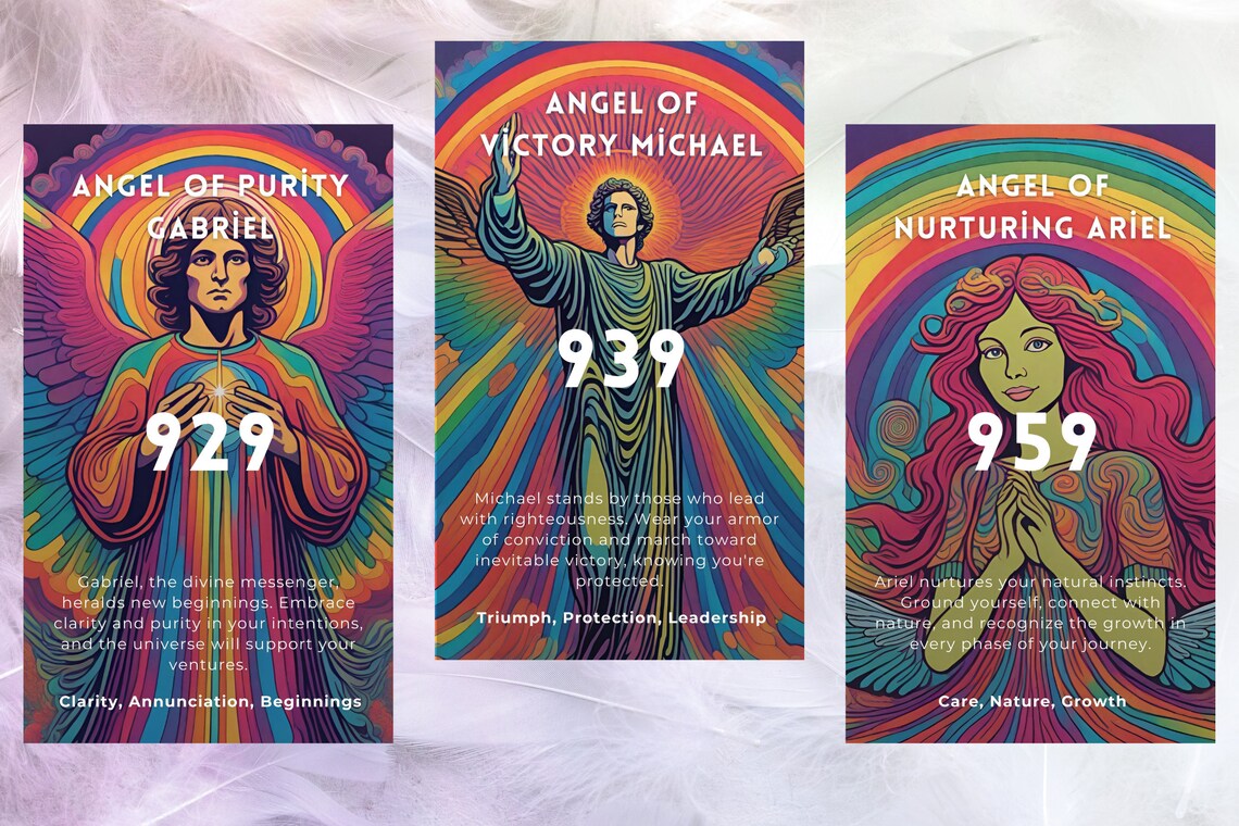 Archangel Cards - Angel of Purity Gabriel 929, Angel of Victory Michael 939, Angel of Nurturing Ariel 959