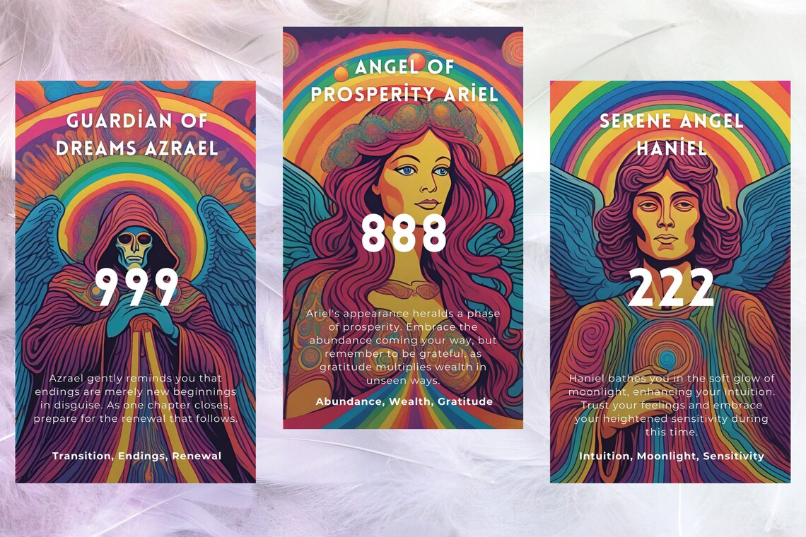 Archangel Oracle Deck - Guardian of Dreams Azrael 999, Angel of Prosperity Ariel 888, Serene Angel Haniel 222