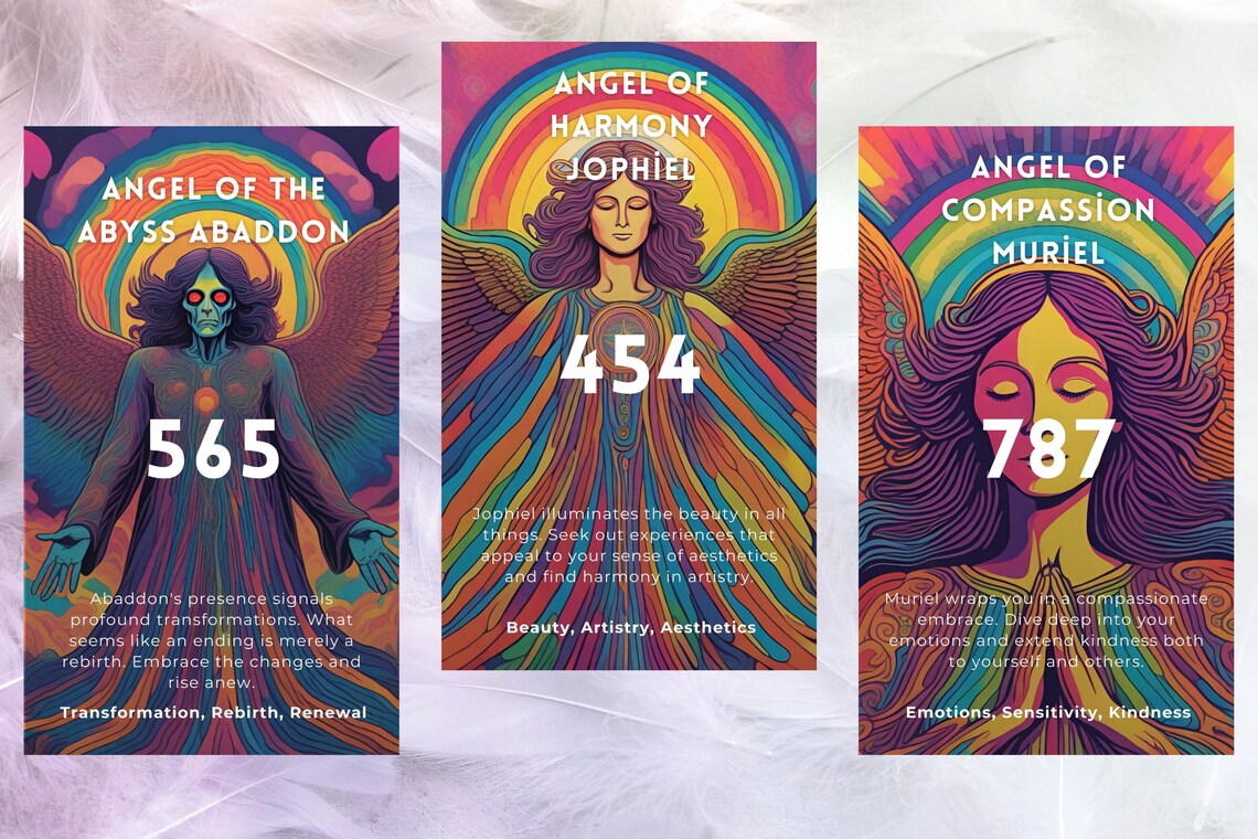 Divine Feminine Angel Deck - Angel of Abyss Abaddon 565, Angel of Harmony Jophiel 454, Compassion Muriel 787