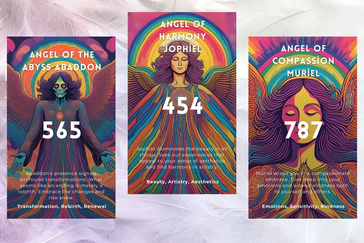 Divine Feminine Angel Deck - Angel of Abyss Abaddon 565, Angel of Harmony Jophiel 454, Compassion Muriel 787