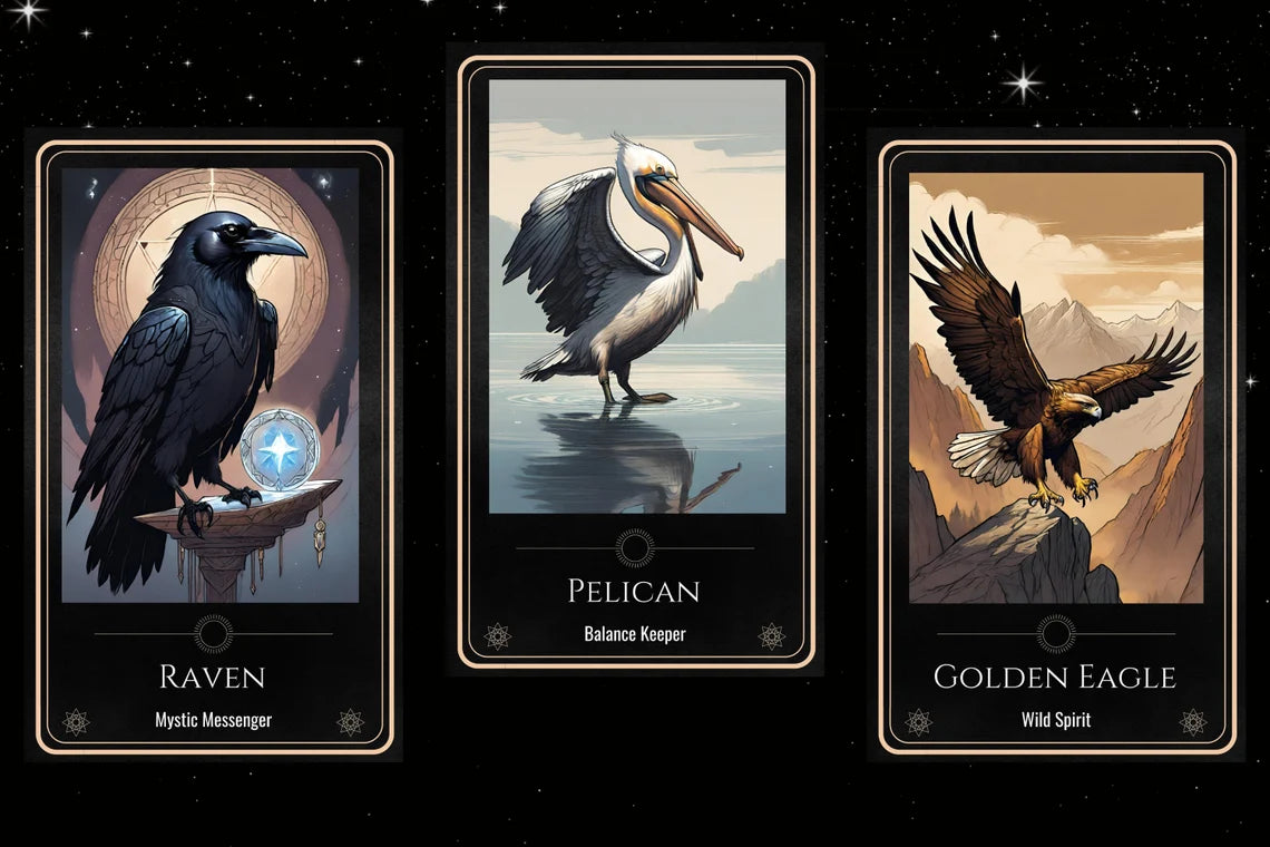 Bird Tarot Cards - Raven Mystic Messenger, Pelican Balance Keeper, Golden Eagle Wild Spirit