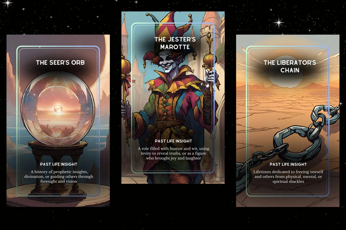 Past Life Oracle Deck - The Seer's Orb, Jester's Marotte, Liberator's Chain spiritual guidance