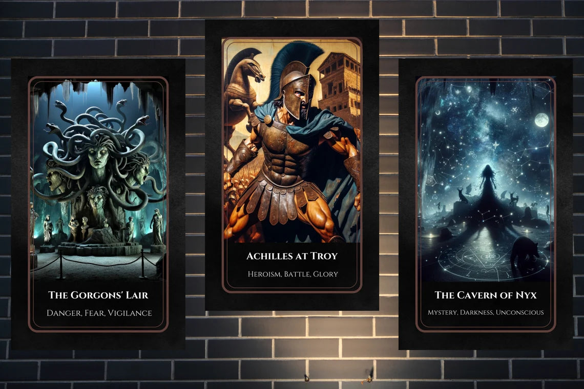 Mythology Oracle Deck - Gorgons Lair, Achilles at Troy, Cavern of Nyx Greek gods divination