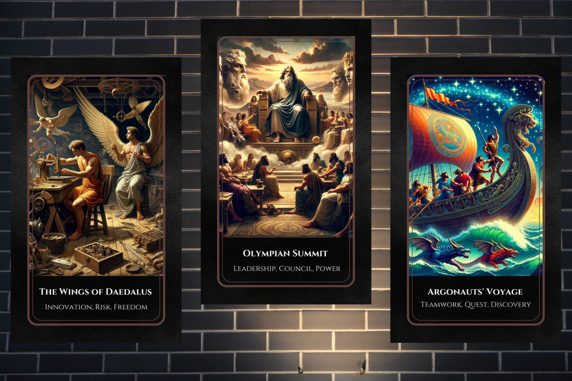 Greek Heroes Oracle Cards - Wings of Daedalus, Olympian Summit, Argonauts Voyage adventure tarot
