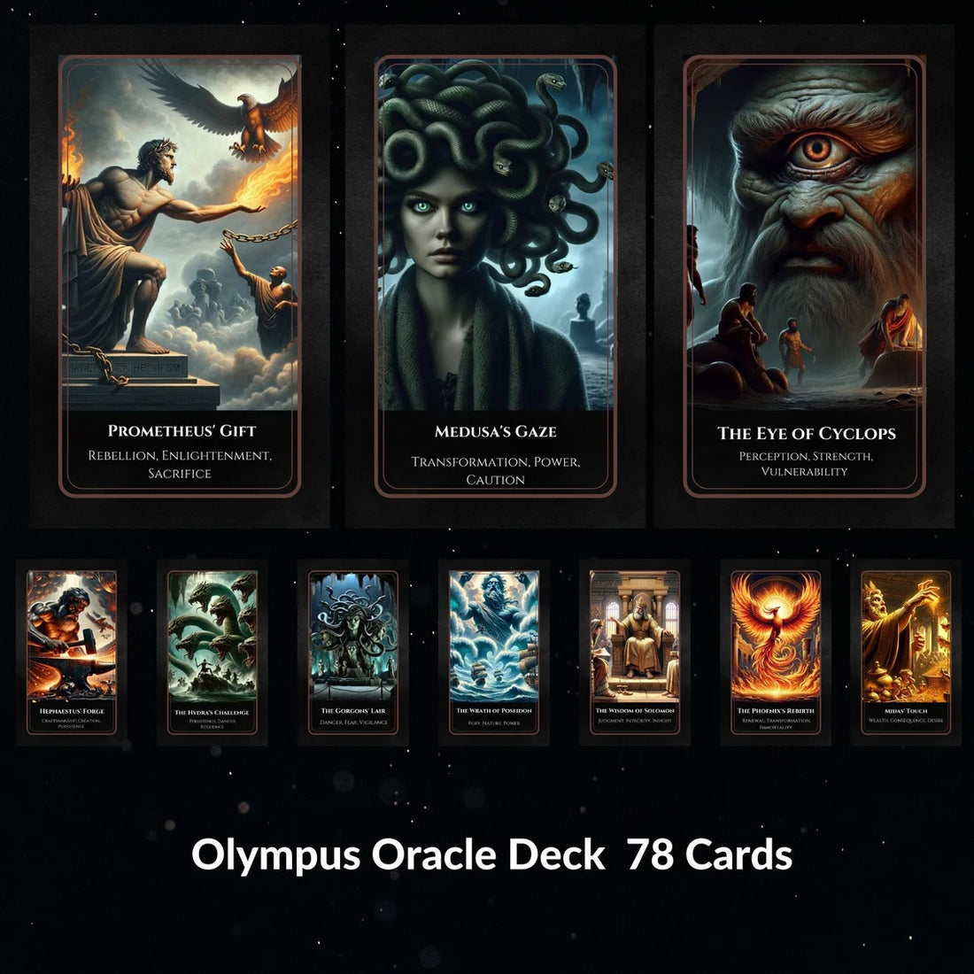 Olympus Oracle Deck 78 Cards - Greek Mythology Tarot featuring Prometheus, Medusa, Cyclops and mythological creatures