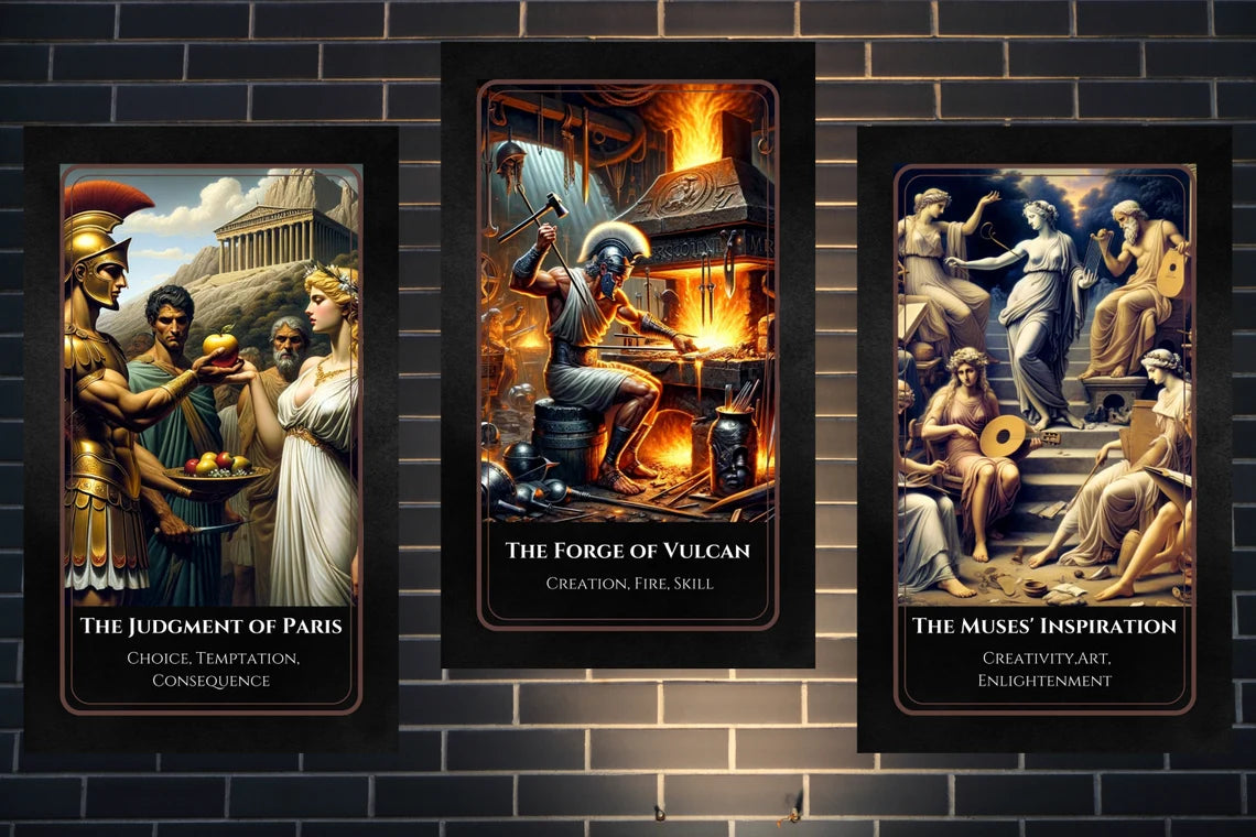 Greek Mythology Oracle - Judgment of Paris, Forge of Vulcan, Muses Inspiration divine wisdom cards