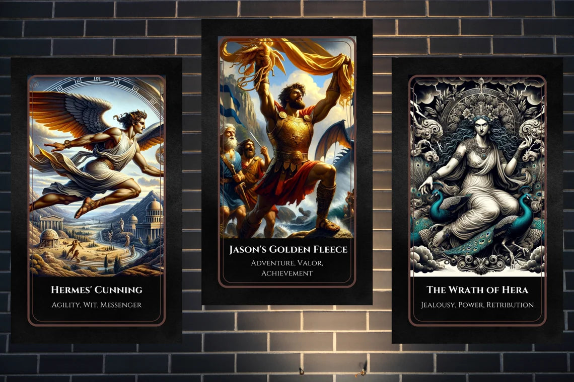 Greek Gods Oracle Deck - Hermes Cunning, Jason Golden Fleece, Wrath of Hera mythology tarot cards