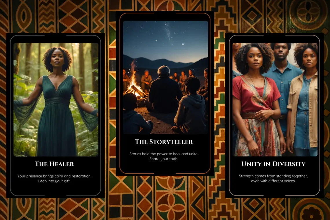 Roots of Resilience Oracle - The Healer, The Storyteller, Unity in Diversity cards