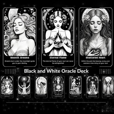 Moonlit Muse Oracle - Eternal Flame, Shattered Heart black and white divination