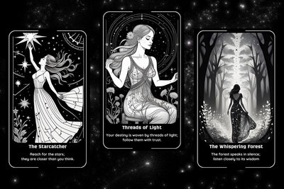 Line Art Oracle Deck - Ethereal feminine figures with floral gothic themes