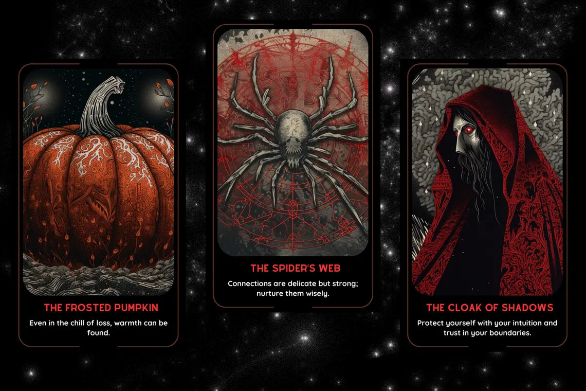 Witchy Halloween Oracle - The Frosted Pumpkin, The Spider's Web, The Cloak of Shadows