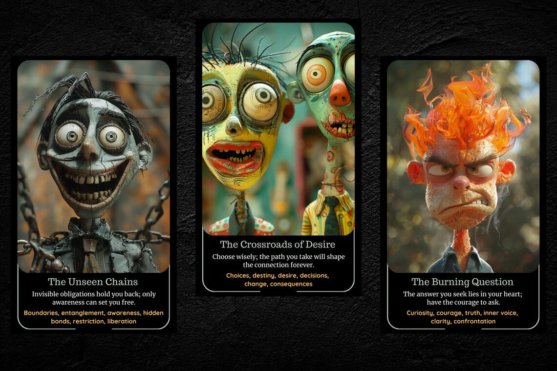 Twin Flame Soulmate Deck - Unseen Chains, Crossroads of Desire, Burning Question oracle