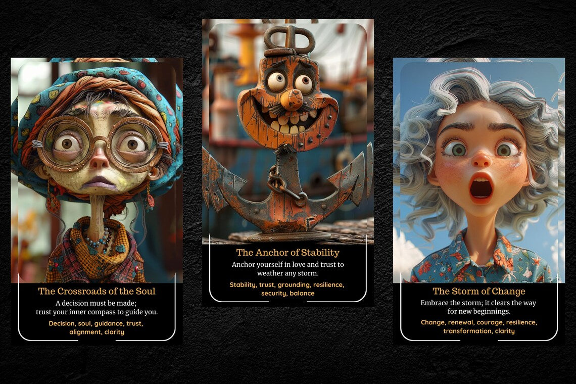 Soulmate Oracle Cards - Crossroads of the Soul, Anchor of Stability, Storm of Change