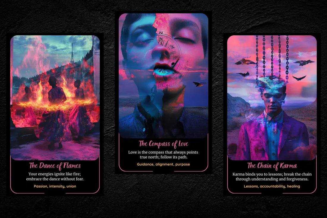Twin Flame Oracle Deck - The Breath of Life, The Bond Unbroken, The Unseen Hand cards