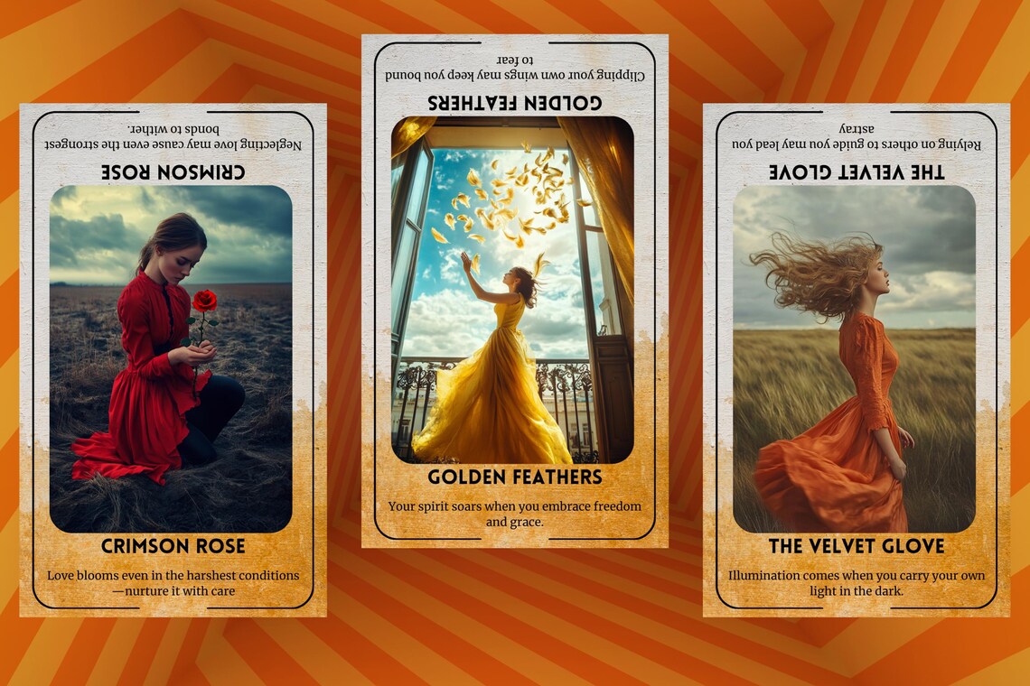 Vintage Hollywood Oracle Deck - Romance love cards with upright reversed meanings